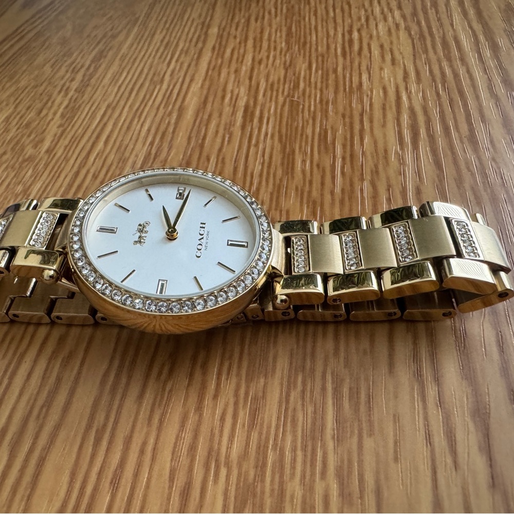 Coach Crystal-Accent Gold Watch, Women’s
